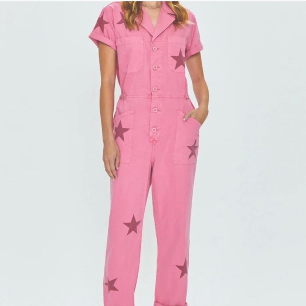 Pink Star-Patterned pistola Jumpsuit